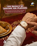 Man checking watch, with text 'You should be waiting for Maghrib'