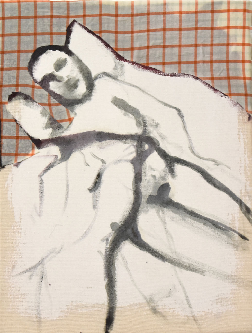 schlaf 2, 2024, Mischtechnik auf Leinwand, 30 x 40 cm