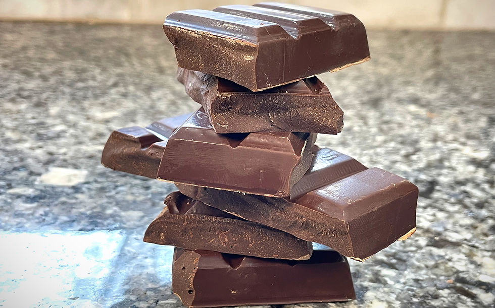 Pieces of a dark chocolate bar