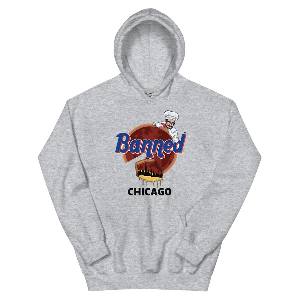 Thumbnail: "Banned From Chicago" Hoodie | World of T-Shirts | Sport Grey