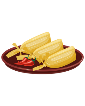 Illustration of traditional tamales on a plate