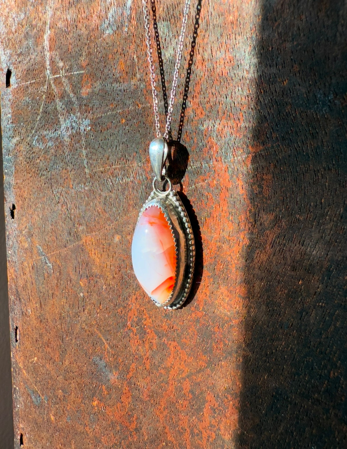 Carnelian agate lace agate sterling silver new mexico found by Julia Simpson