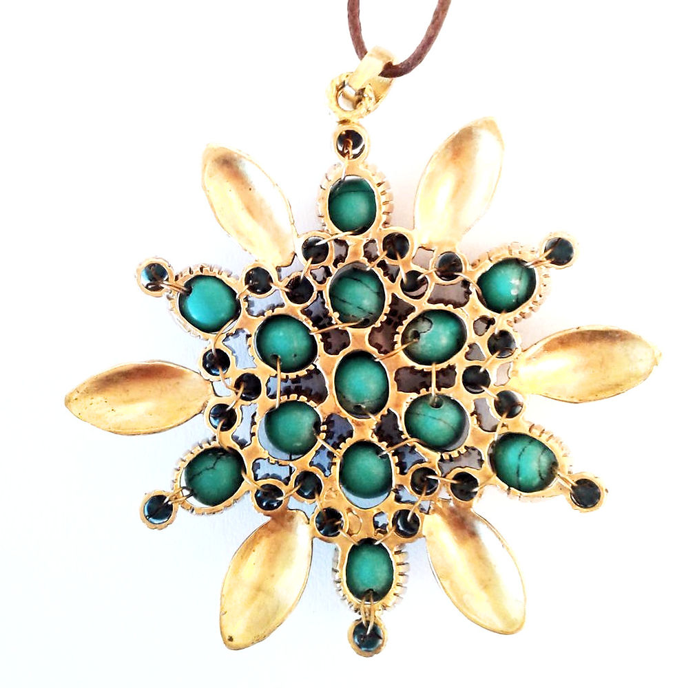 Miniature : Fruit de vie pendentif rayonnant avec turquoises
