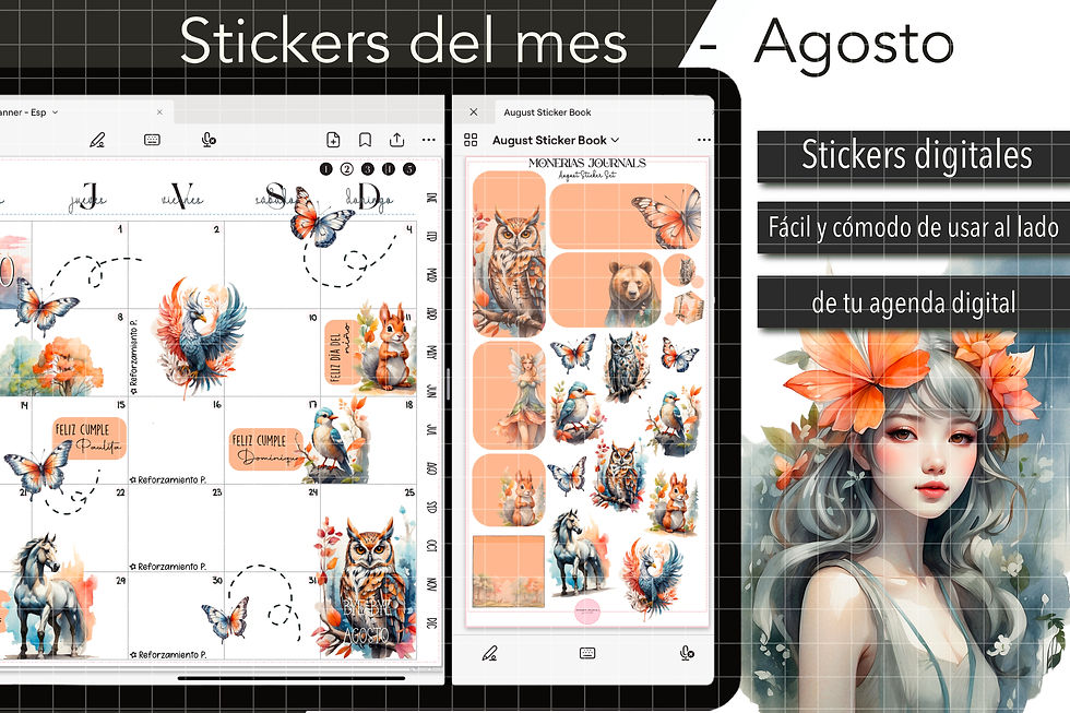 Miniatura: 100 + Stickers digitales del Bosque Encantado, recortados para Goodnotes y png