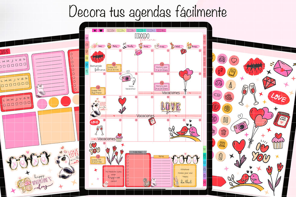 Miniatura: STICKERS DIGITALES SAN VALENTIN en png para iPad/Android. Xoxo Stickers
