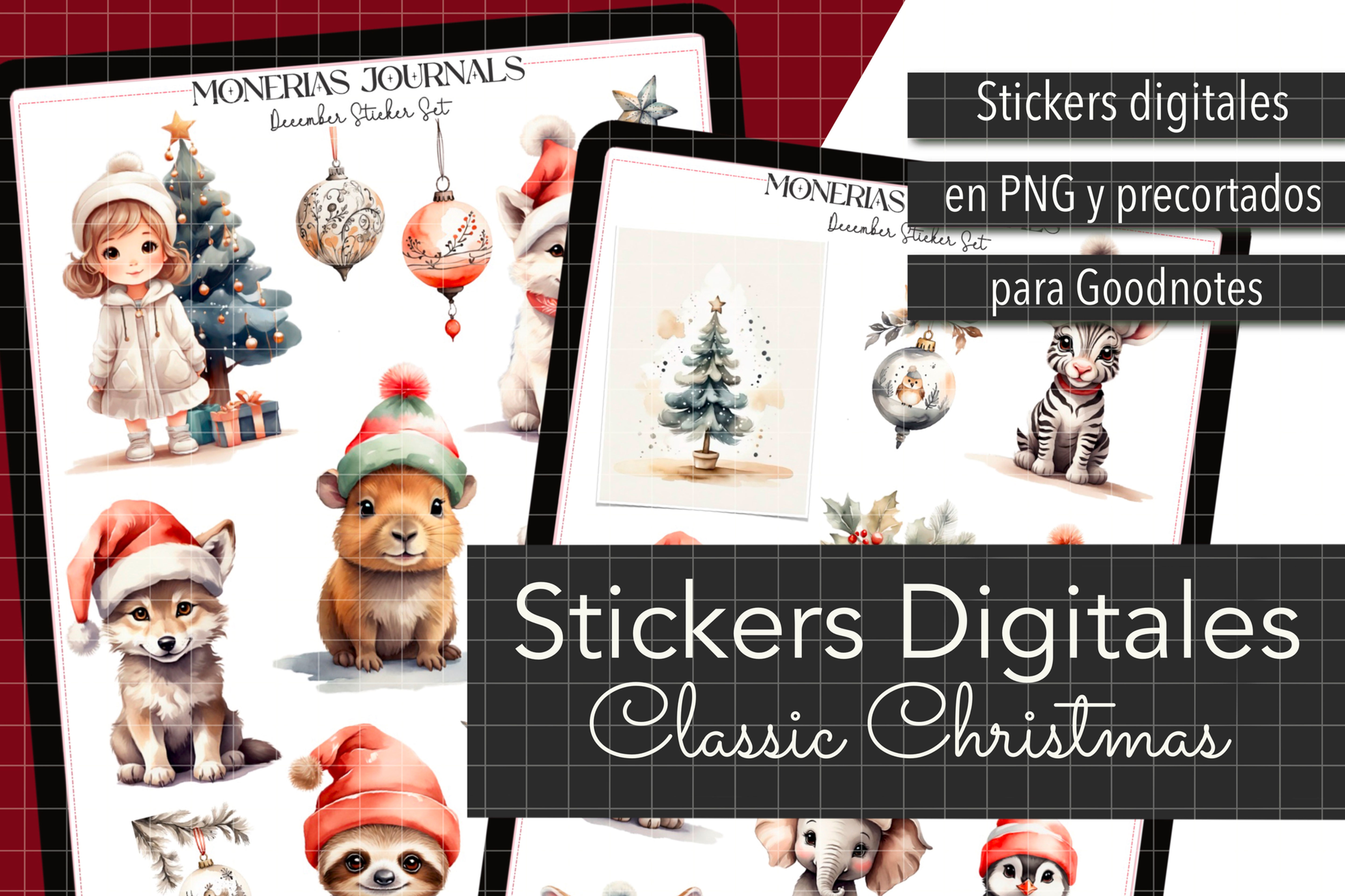 Stickers Digitales de Navidad para iPad y Android. Classic Christmas