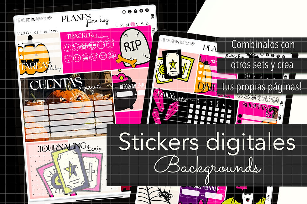 Miniatura: Bloques de colores. Insertos para agenda digital - Neon Pink