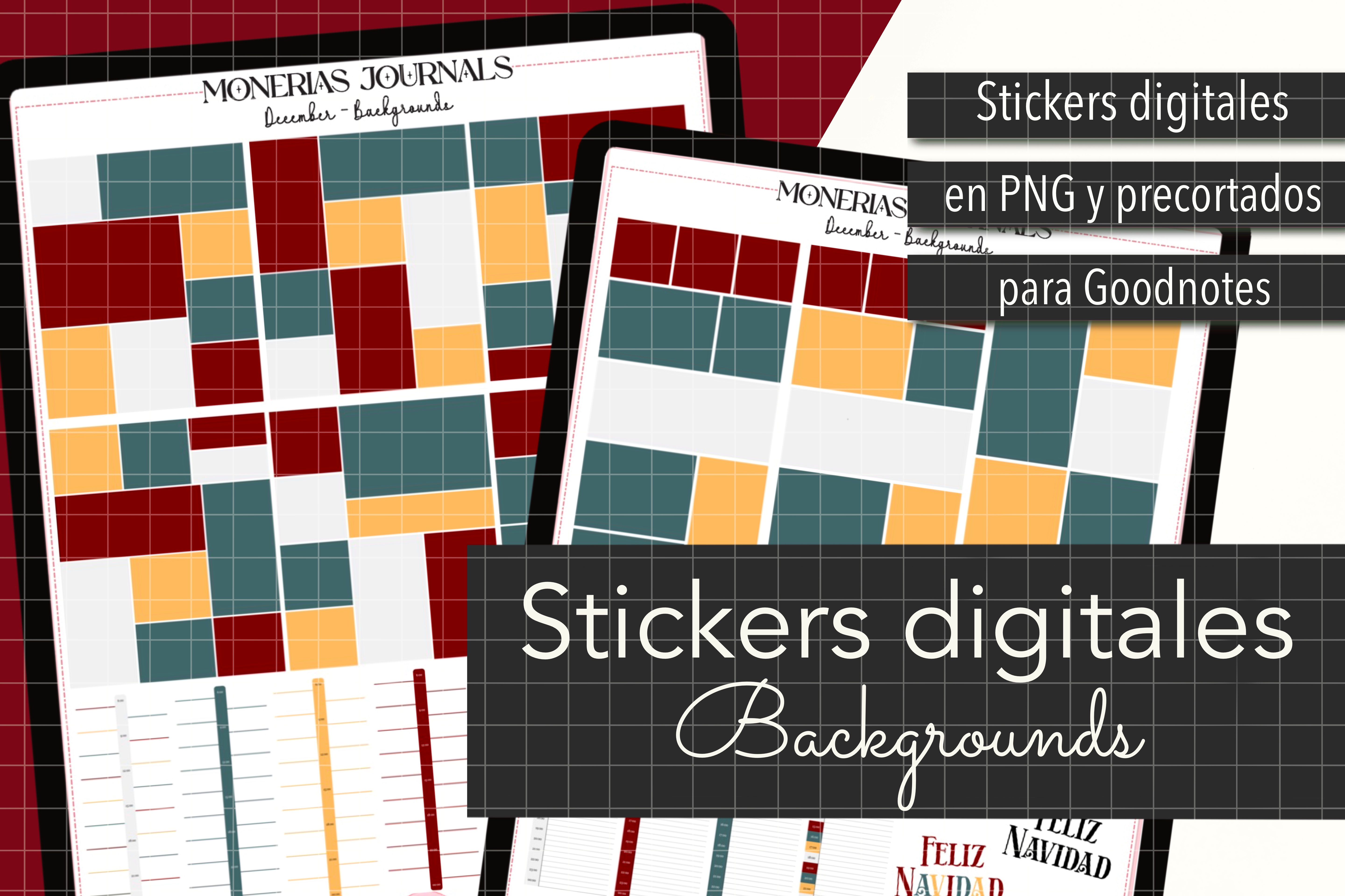 Bloques de colores Navidad. Insertos para agenda digital - Classic Christmas