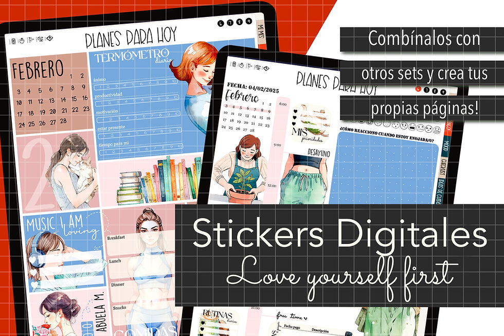 Miniatura: Stickers digitales cuidado personal compatibles con iPad y Android