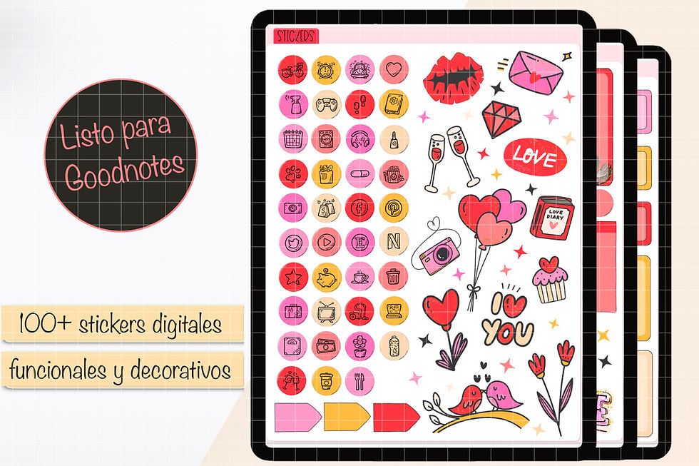 Miniatura: STICKERS DIGITALES SAN VALENTIN en png para iPad/Android. Xoxo Stickers