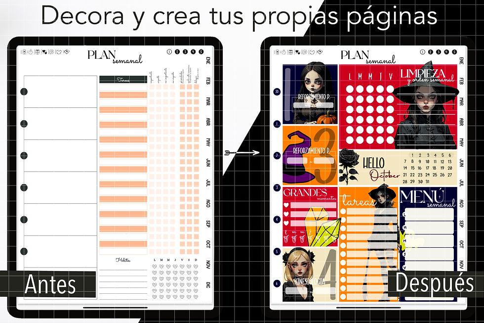 Miniatura: Bloques de colores. Insertos para agenda digital, Halloween Orange