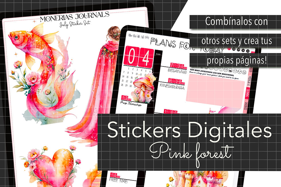 Miniatura: STICKERS DIGITALES PINK FOREST. Pegatinas digitales para Ipad y Android