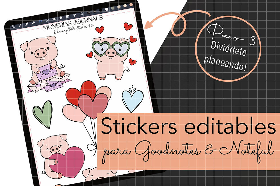 Miniatura: STICKERS EDITABLES para GOODNOTES y NOTEFU. Pegatinas en PNG para iPad/Android