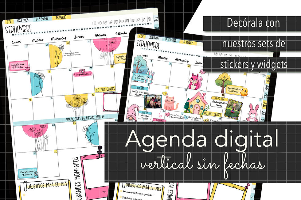 Miniatura: AGENDA DIGITAL SEMANAL SIN FECHAS para iPad/Android en español. Yellow