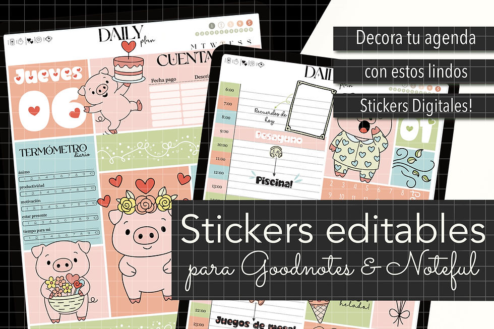 Miniatura: STICKERS EDITABLES para GOODNOTES y NOTEFU. Pegatinas en PNG para iPad/Android