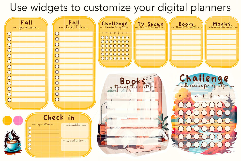 Miniatura: 70 + Stickers digitales y widgets de otoño para iPad y Android