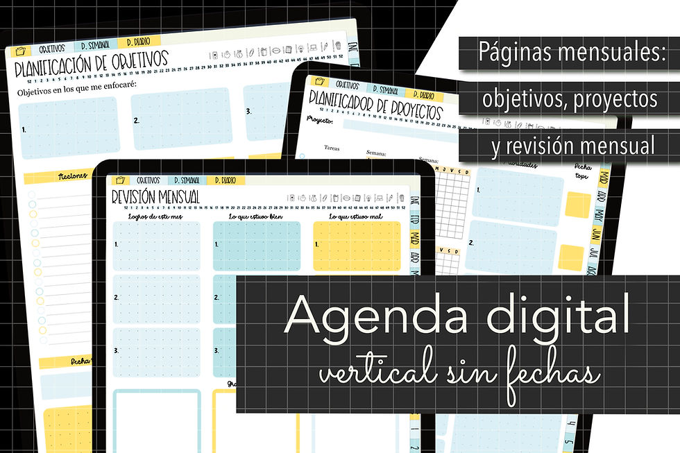 Miniatura: AGENDA DIGITAL SEMANAL SIN FECHAS para iPad/Android en español. Yellow