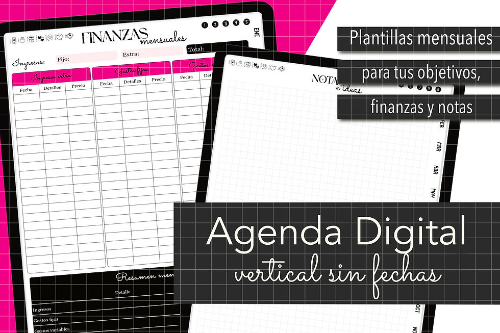 Miniatura: Agenda Digital Semanal y Diaria sin fechas para iPad y Android - Neon Pink