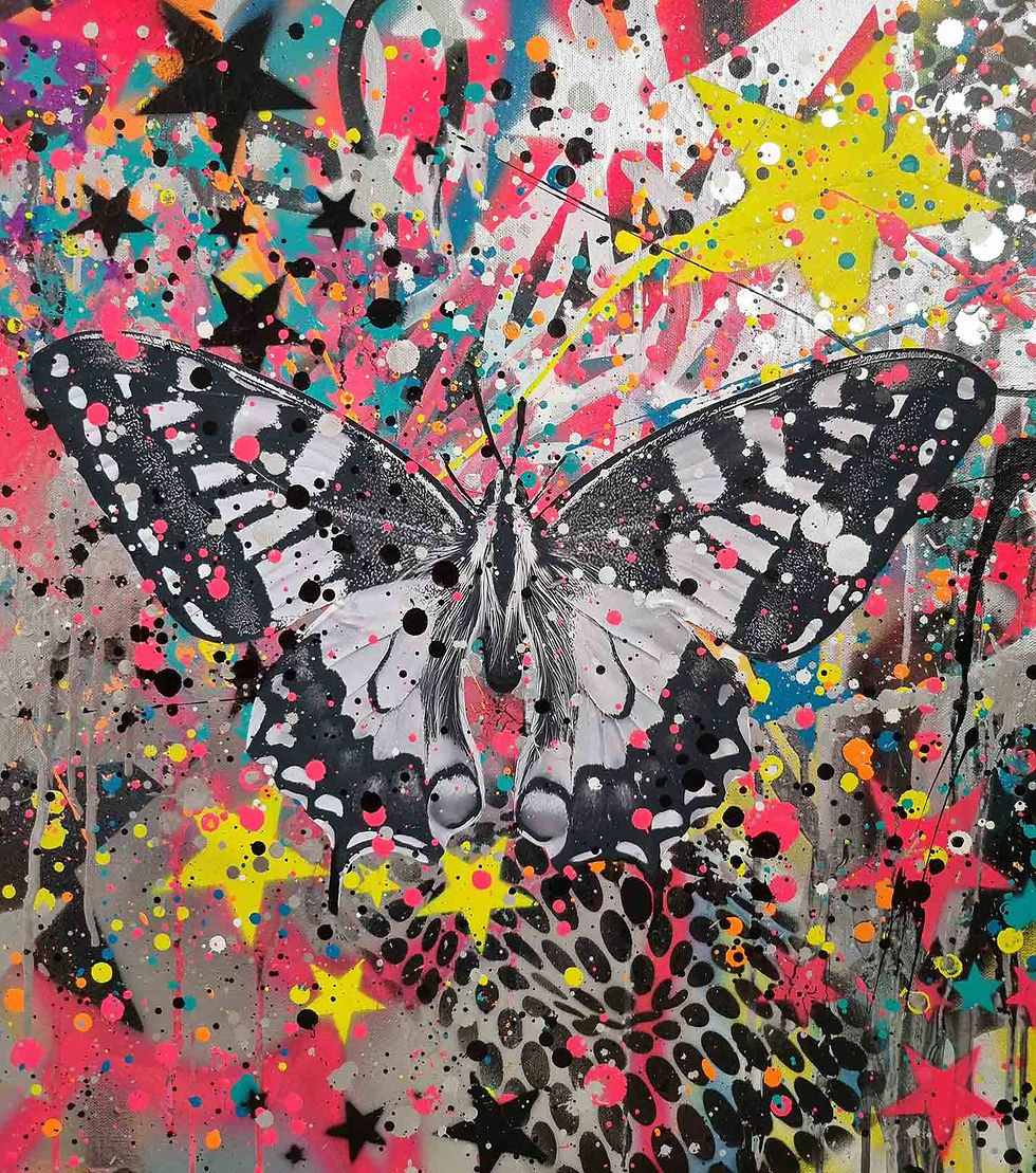 Miniature : SPARKLE - Silver Butterfly - 81x65cm