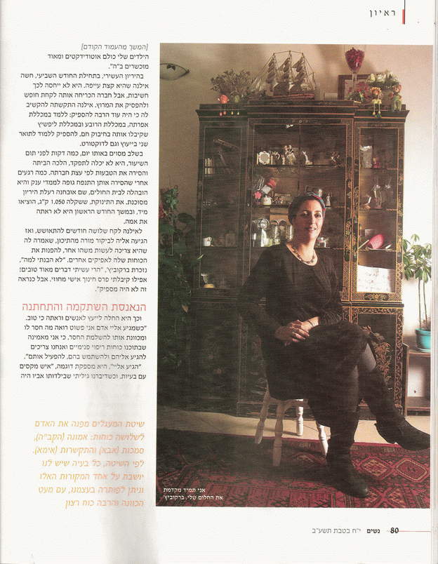 אילנה ברקוביץ ראיון למגזין נשים מקור ראשון