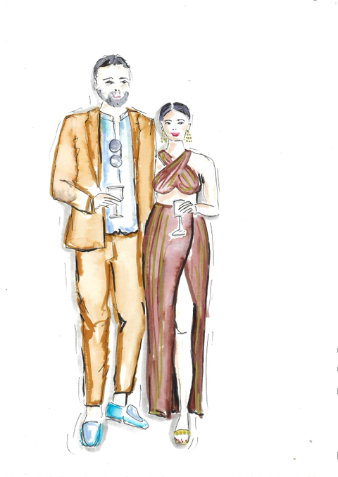 Illustration der Hochzeitgäste – handgezeichnete Hochzeits-Illustration.