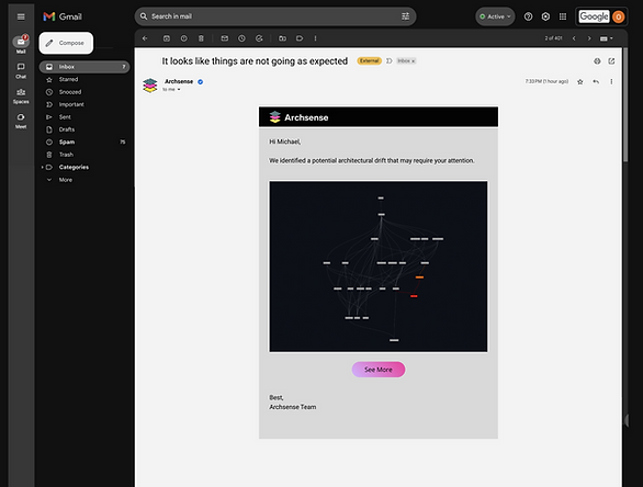 Email notification about identified changes