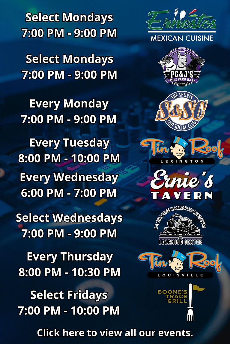 JD Entertainment Music Bingo lineup