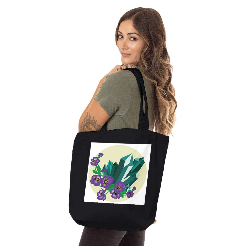 Pansies, Sun and Ocean Crystals Tote Bags