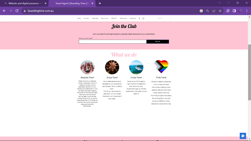 Boarding Time website after Brand Alignment