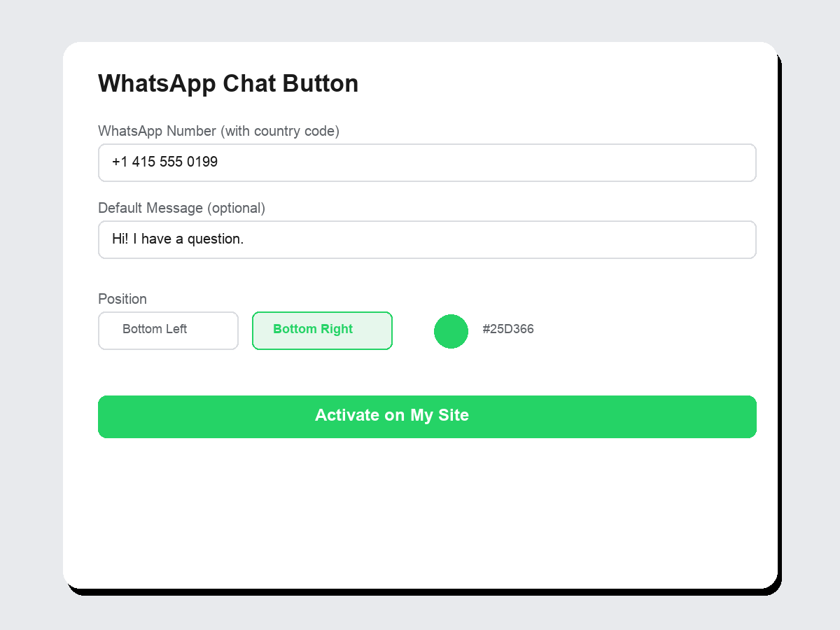 WhatsApp Chat Button screenshot 1