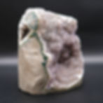 Thumbnail: Sparkling Amethyst Druzy Geode Cave with Green Agate Rim