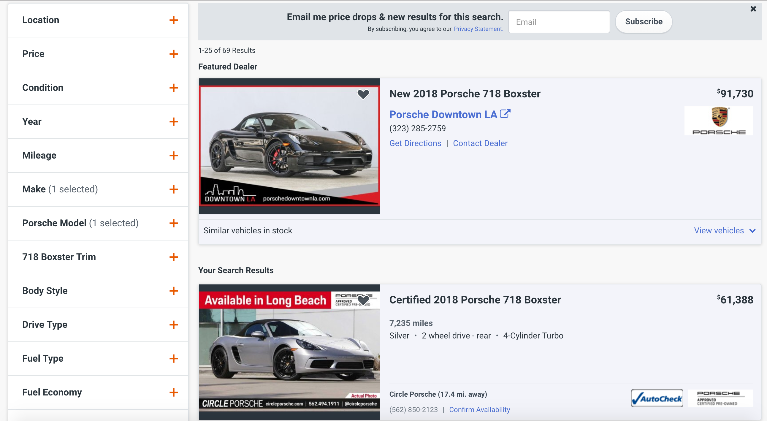 Use filters to find the car that fits your needs