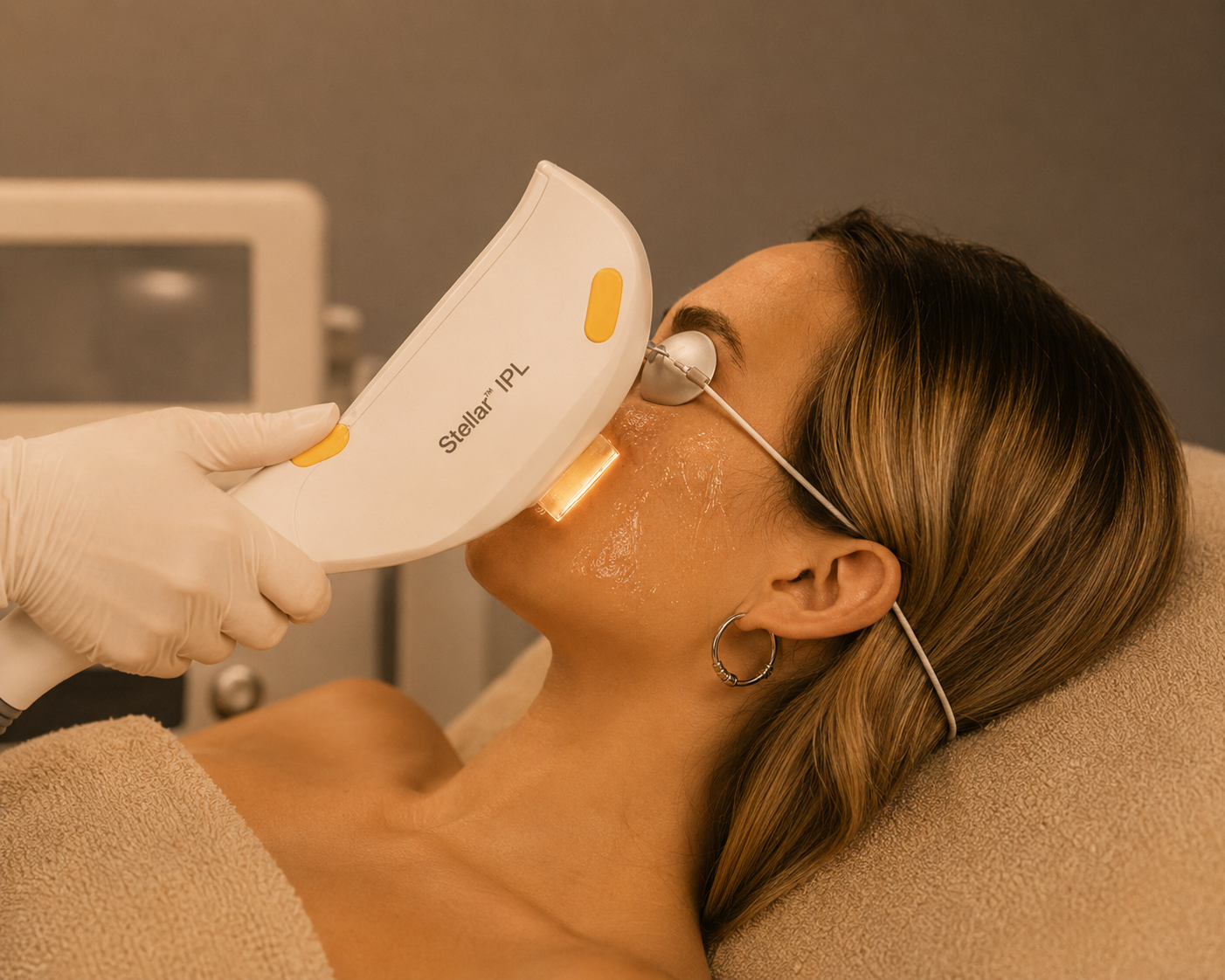IPL-gezichtsbehandeling met beschermende oogkapjes bij Beauty & Mind in Amsterdam