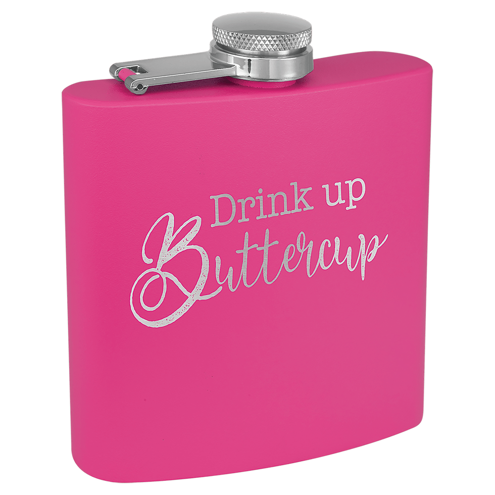 Thumbnail: 6 oz. Powder Coated Laserable Stainless Steel Flask
