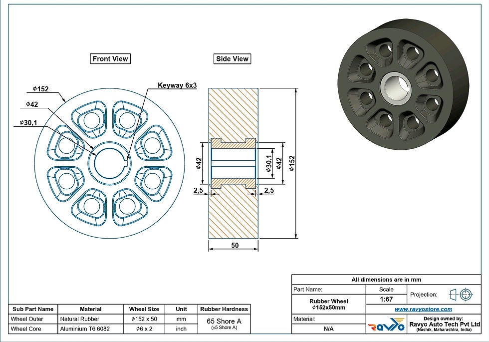 Thumbnail: RUBBER WHEEL Ø152X50 mm