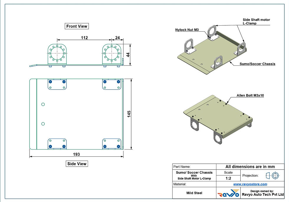 Thumbnail: Sumo/ Soccer Chassis with Side shaft Motor L-Clamp
