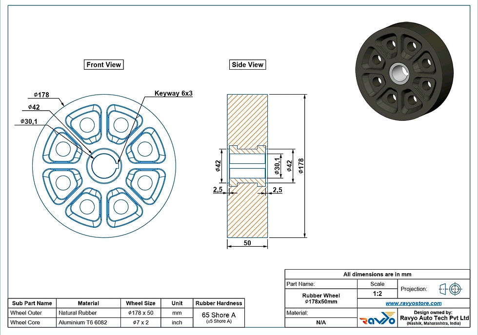 Thumbnail: RUBBER WHEEL Ø178X50mm