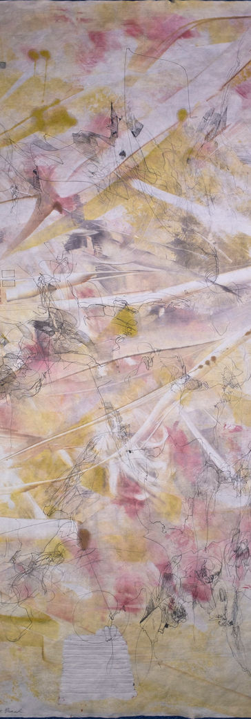 Image: monotype "Verso 0.1 A Film of Air Which Carries Time (after Dionne Brand)" by Christina McPhee