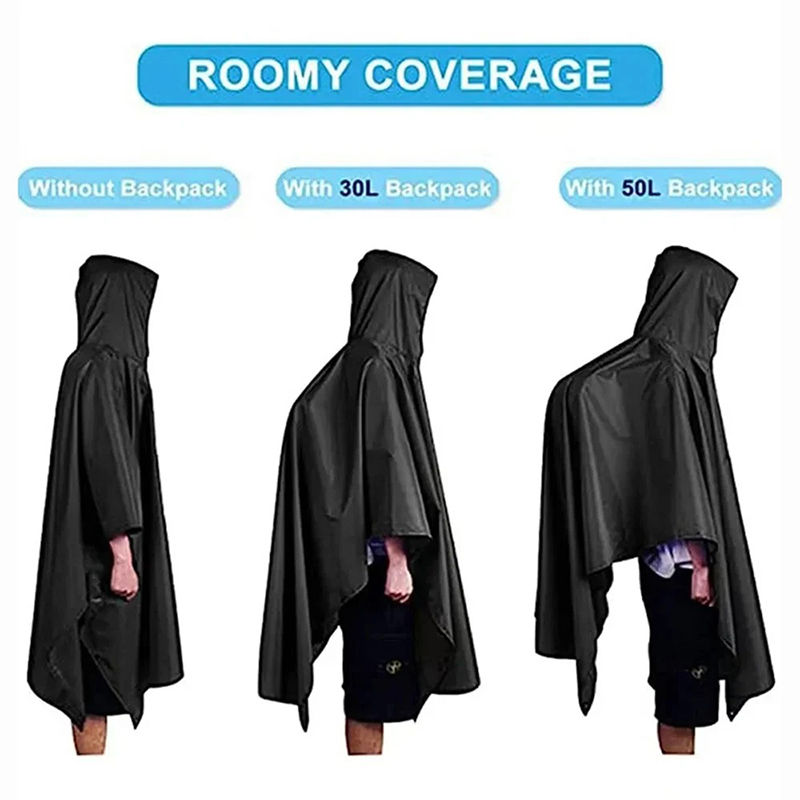 Thumbnail: Outdoor 3 In 1 Military Raincoat Hooded Sleeve Waterproof Rain Poncho Motorcycle