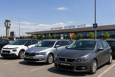 Cars at the Skopje Airport parking