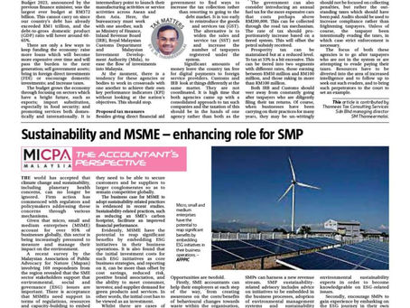Sustainability and MSME - enhancing role for SMP