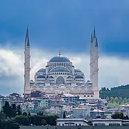 The architectural marvel Hagia Sophia, with its blue dome and white towers