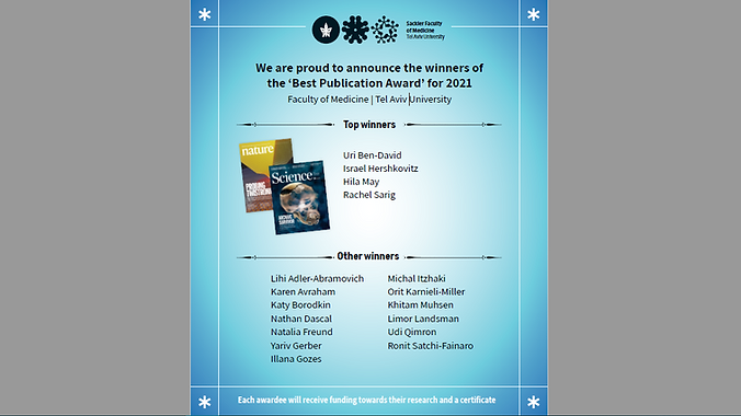 Prof. Lihi Adler-Abramovich won the 'Best Publication Award' for 2021, Faculty of Medicine | Tel Aviv University!