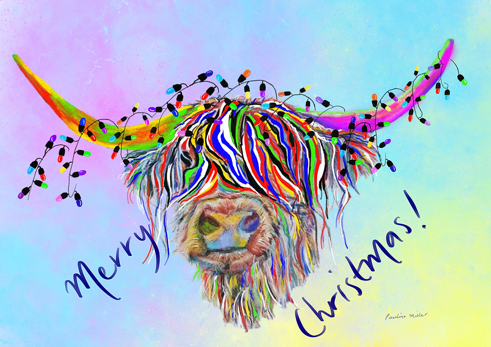 Thumbnail: Christmas Cards, Highland Cows, Made in Scotland. Various packs, Animals, Funny,