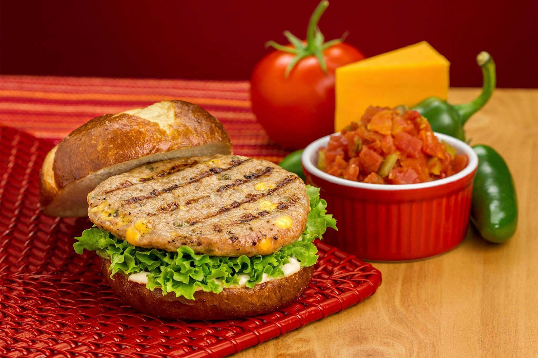 1/4 lb. Cheese and Jalapeño Pork Burger Patties