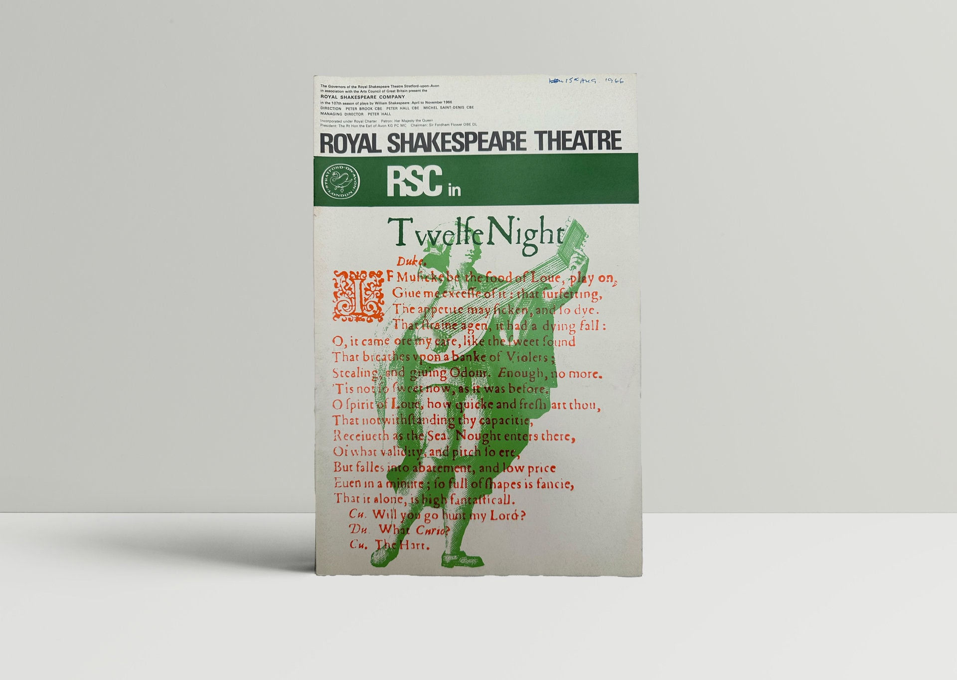 Twelfe Night, Or What You Will - Royal Shakespeare Company Programme 1966 - SIGN