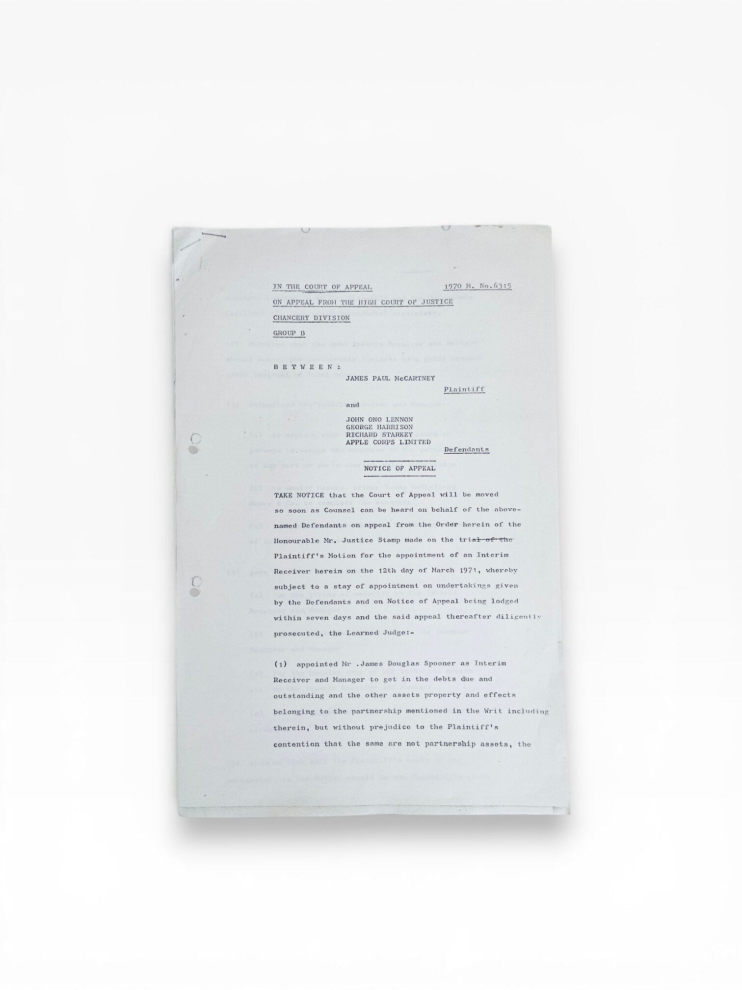 The Break-Up Of The Beatles: High-Court Dissolution Papers - Superb Archive of