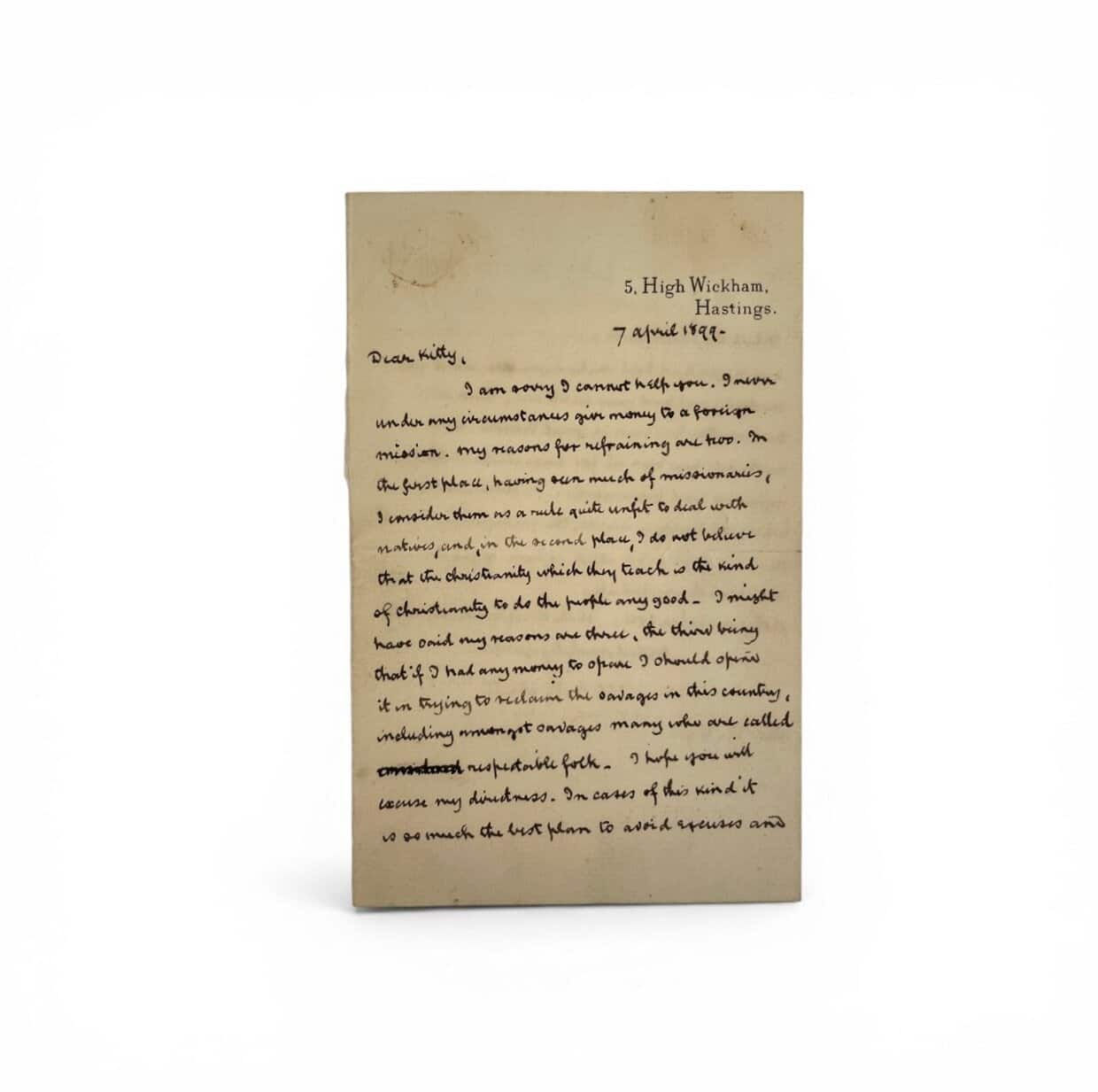 William Hale White - SIGNED Letter