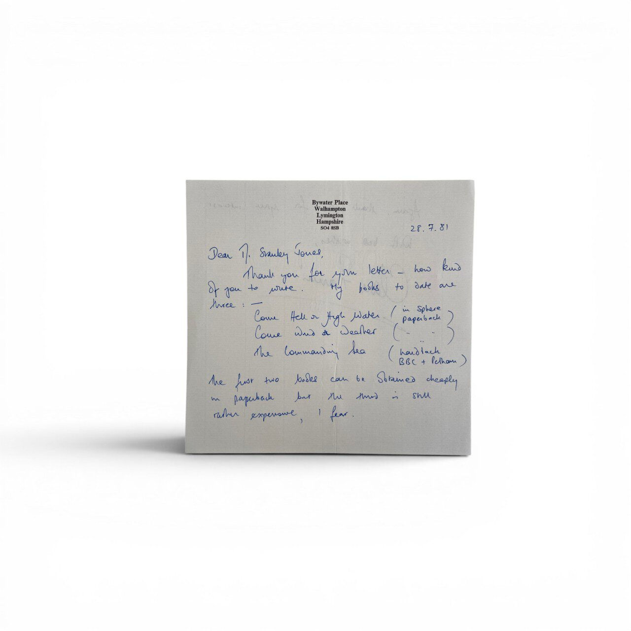 Clare Francis - SIGNED Letter