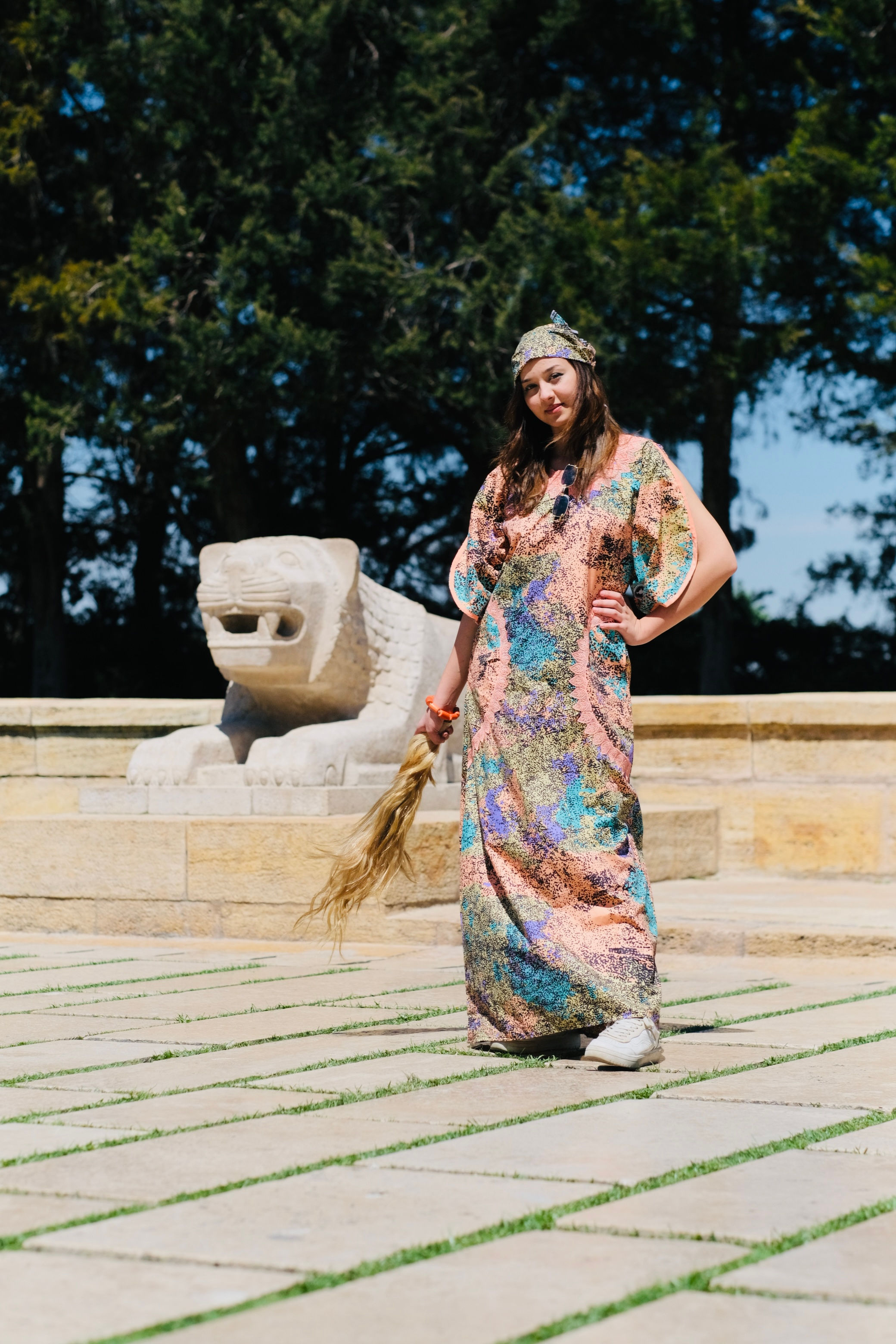 Canvas Split-Sleeves Long Dress